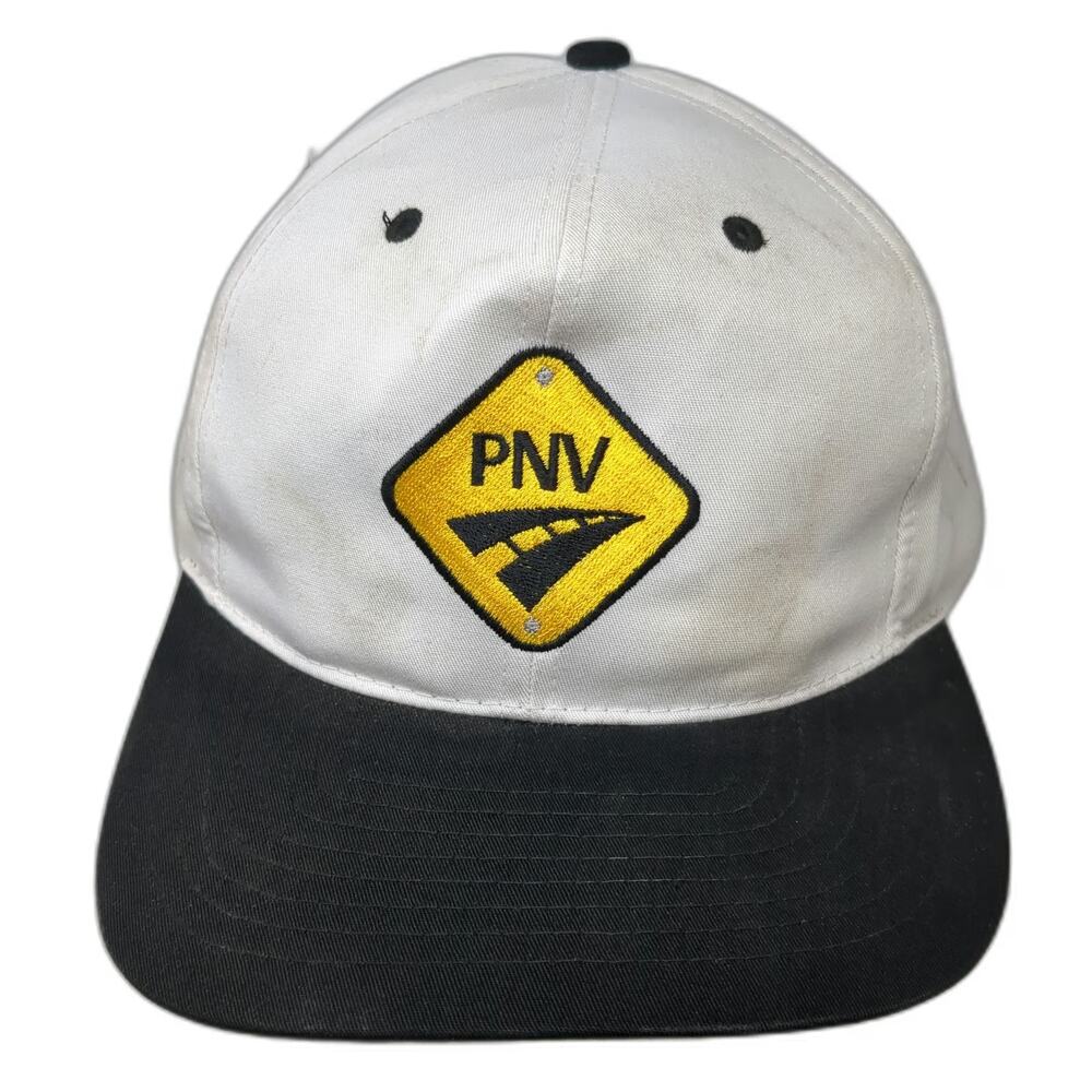 Headmost Snapback White One Size PNV Road Sign Logo Black Contrast Brim Hat